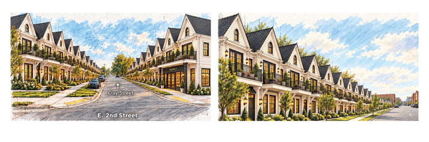 A rendering of planned rowhouses in Downtown Owensboro