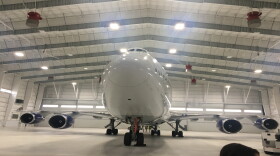 This 747-400 demonstrates just how big the new CVG cargo plane hangar is.
