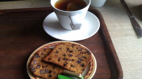 Bara brith, a "yeasted and not-too-sweet tea bread." 