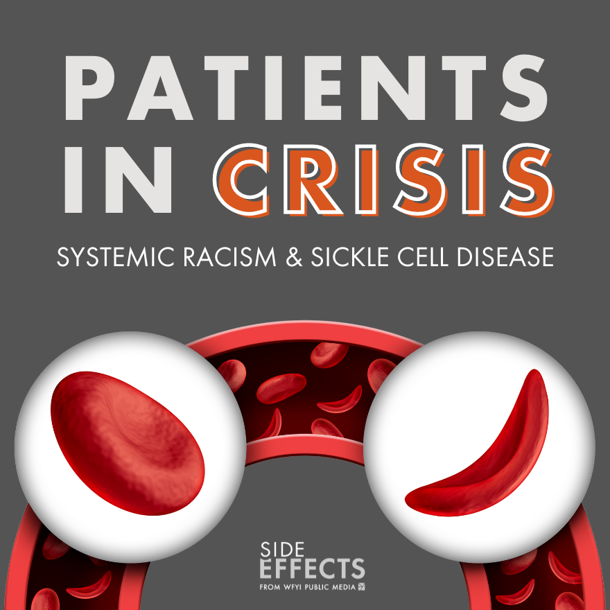 A logo featuring a typical red blood cell and sickled cell. Patients in Crisis: Systemic Racism and Sickle Cell Disease