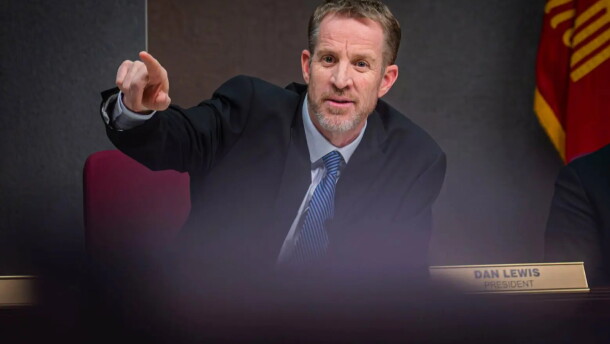 City Councilor Dan Lewis speaks during the City Council meeting at Civic Plaza in this file photo.