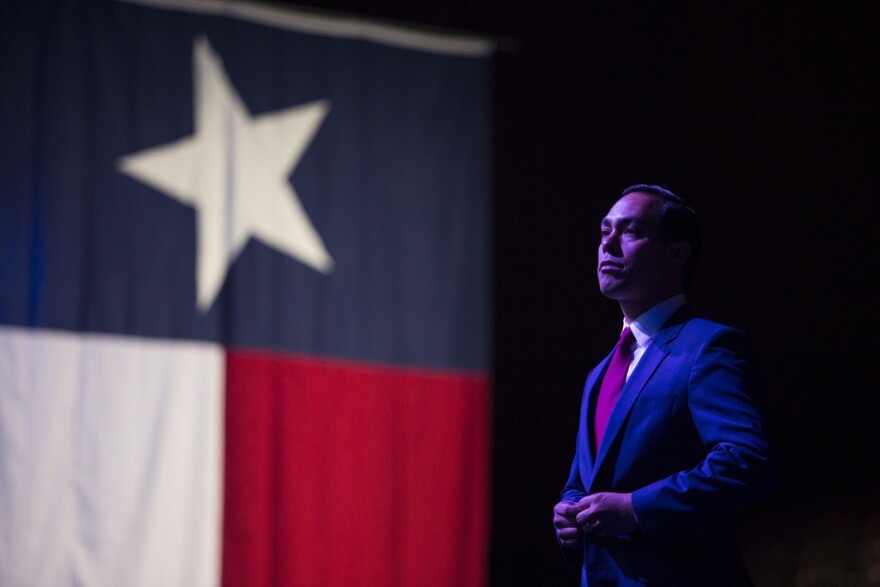 JuliÃ¡n Castro speaking at the 2018 Texas Democratic Convention in Fort Worth.