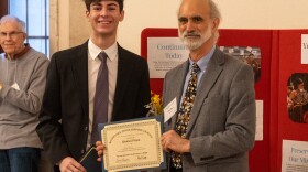  Rochester Philharmonic League Grand Prize winner Luke Pisani with Young Artists Auditions co-chair Paul Ness