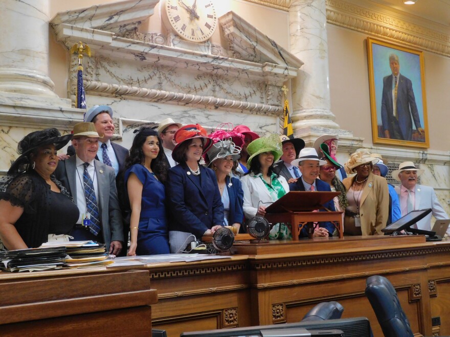 Maryland lawmakers dress up for Sine Die, the last day of the legislative session, on Monday in the House chamber in Annapolis, Md.