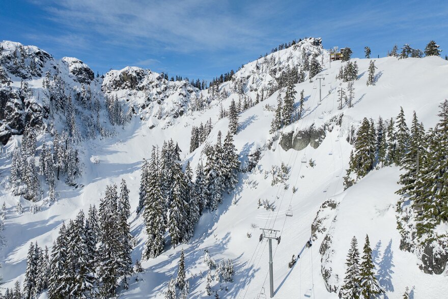 The ski area, Summit West, on Snoqualmie Pass at the end of December. Washington mountains haven't gotten much snow this year.