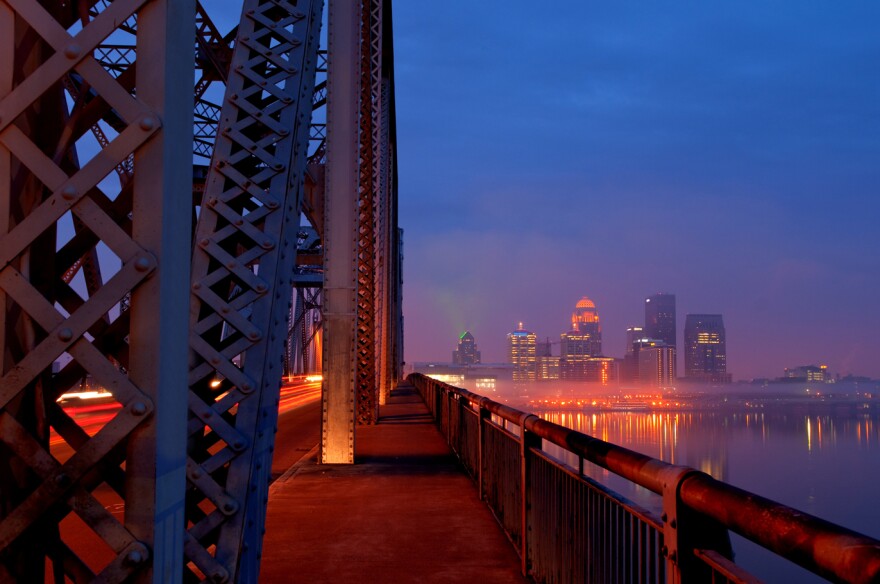 Rush Hour in Louisville, Kentucky Skyline at Sunrise