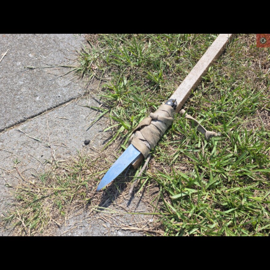 Makeshift spear that officers recovered from the event.