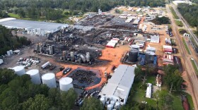 The destroyed Smitty’s Supply facility in Roseland nearly six weeks after it caught fire and exploded.