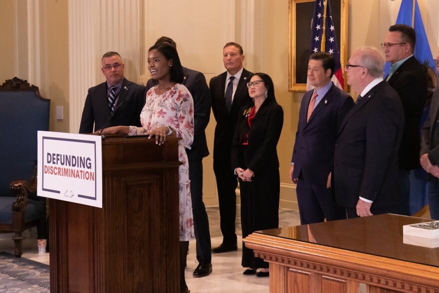 University of Oklahoma student Tamera Nealy tells the crowd at the signing of Gov. Kevin Stitt's executive order targeting DEI programs, "We are all equal in God's eyes."