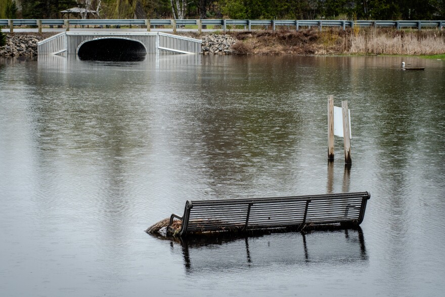 A park in Indian River is overwhelmed with flooding on April 30, 2026.