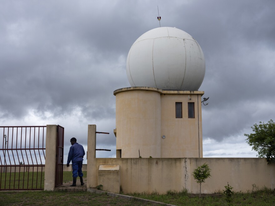 Caretaker Salamao Mausse enters the now-defunct radar installation in Xai-Xai, Mozambique.