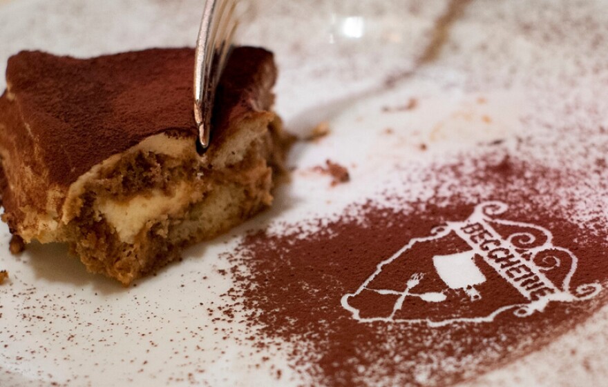 A slice of tiramisu at the restaurant Le Beccherie on August 24, 2013 in Treviso, Italy.
