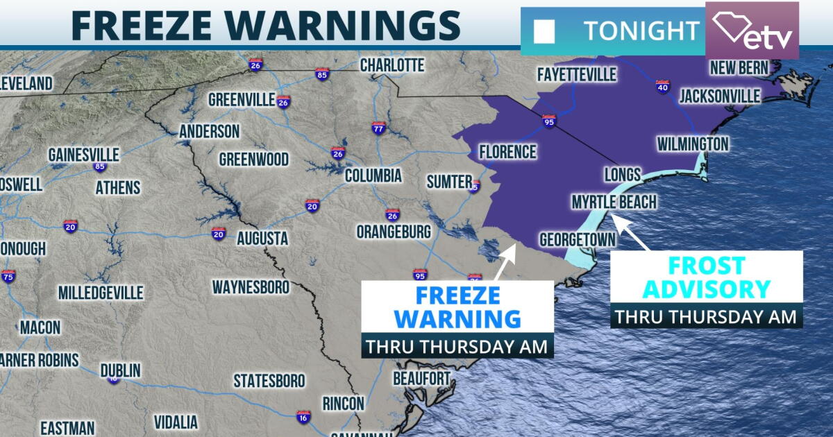 Freeze Warnings Issued for Parts of Pee Dee | South Carolina Public Radio
