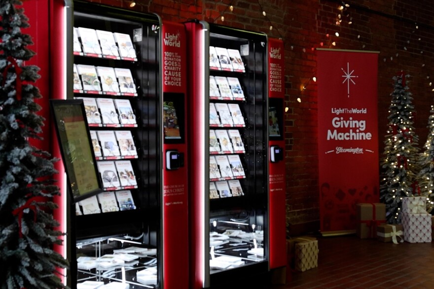 The Giving Machine is located in the Fountain Square Mall on the first floor.