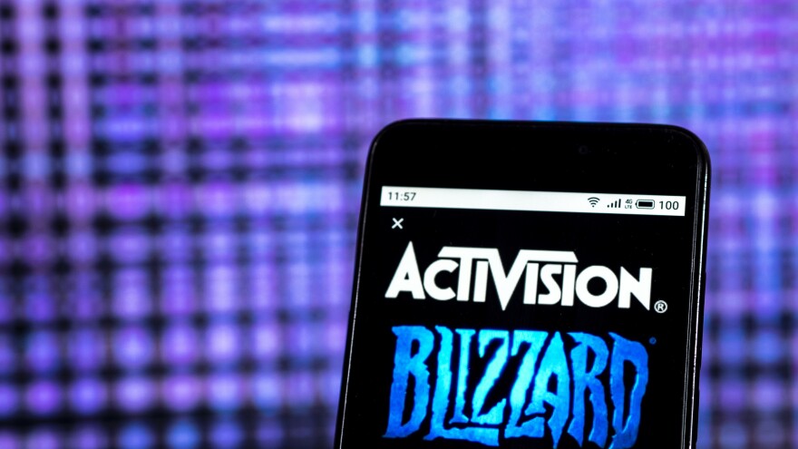 The logo of Activision Blizzard, the parent company of Blizzard Entertainment.
