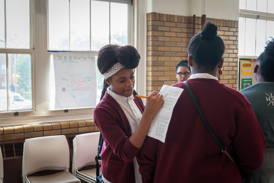 Students at the Hawthorn Leadership School for Girls on May 12, 2017, a St. Louis charter school that opened in 2015.