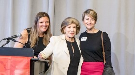 Two St. Louis Public Radio Cornerstone Society Members at an event with NPR Legal Affairs Correspondent Nina Totenberg.