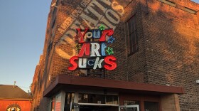 'Words of Encouragement' (Making Myself Great Again) by Dana L. Depew was installed above 78th Street Studios in Cleveland as part of the CAN Triennial