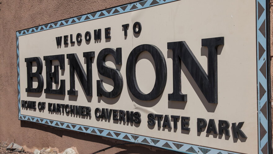 A sign welcoming drivers to Benson, AZ.