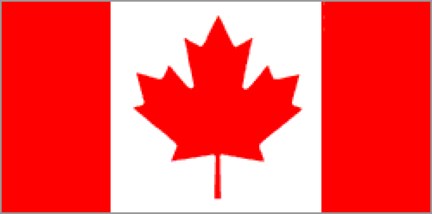 The Canadian flag and its familiar leaf.
