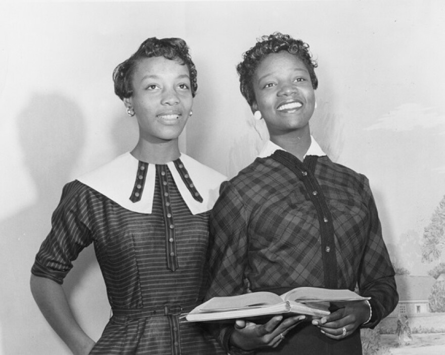 JoAnne Smart Drane and her classmate Bettye Ann Davis Tillman in 1956.