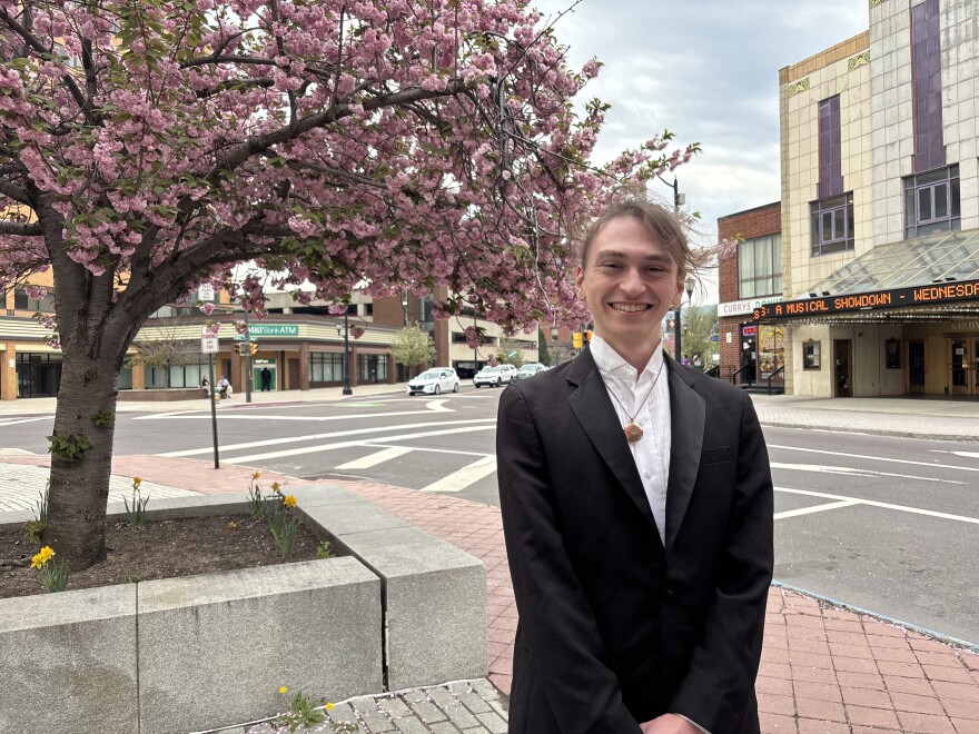 Marywood student Kyle Jenkins, pictured in between "Carmina Burana" rehearsals in Wilkes-Barre, will perform alongside Dr. Charles Truitt, founding member of the Guitar Society of Northeast Pennsylvania on Friday to re-launch the group.