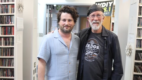 John Morgan Kimock (left) with Carlos Benjamin (right) at the WDIY studios.