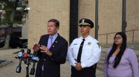 U.S. Senator Richard Blumenthal (D-CT) talks about his bill alongside New Haven Police Chief David Zannelli and Giovanna Barajas from BH Care.