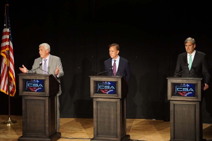 From left, Oz Griebel, Ned Lamont and Bob Stefanowski.