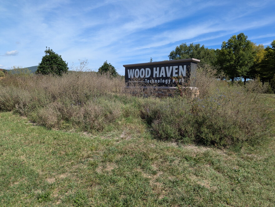 A sign marks the entrance to Wood Haven Technology Park in Roanoke County on Sept. 30, 2026.