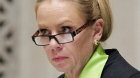 FILE - Wisconsin Supreme Court Justice Annette Ziegler listens to arguments at the Supreme Court in Madison, Nov. 11, 2013.