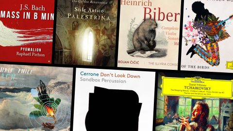 A grid of seven album covers, set at a slight angle.