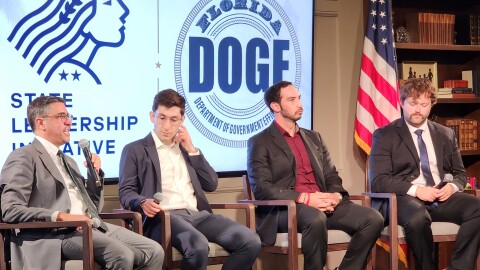 Eric Soskin, director of Florida’s DOGE task force, spoke at the event, which was hosted by State Leadership Initiative