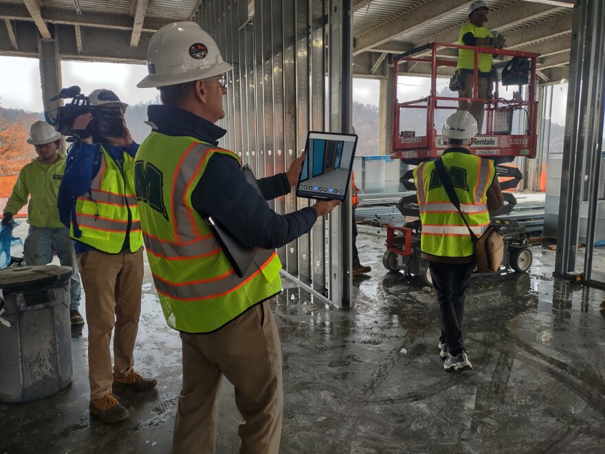 Software allows officials to view the new science and engineering building as it will appear once all work is done.