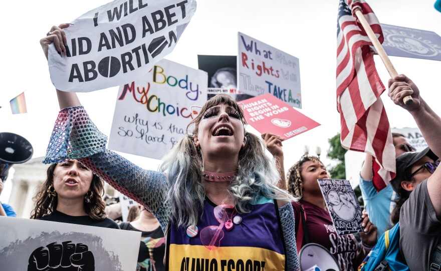 Pro Choice protesters awaits the decision of Roe vs Wade at the US Supreme Court.
