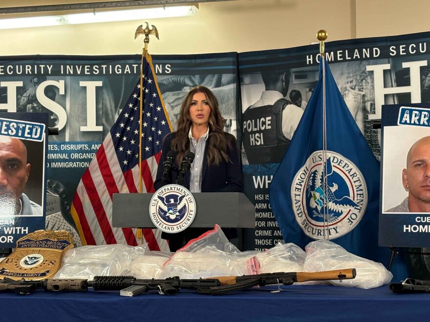 During a press conference in Bradenton on Oct. 20, Department of Homeland Security Secretary Kristi Noem praised Florida law enforcement's partnership with federal authorities in an ongoing immigration crackdown.
