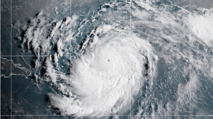 This satellite image provided by NOAA shows Hurricane Erin on Saturday, Aug. 16, 2025.