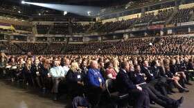 Students ask questions during a session at Bankers Life House at the 2018 conference.