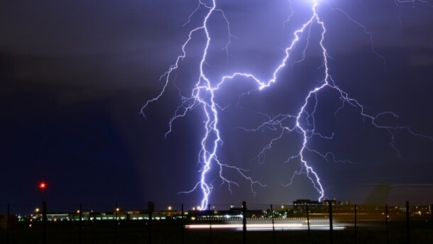 Photo of a lightning strike.
