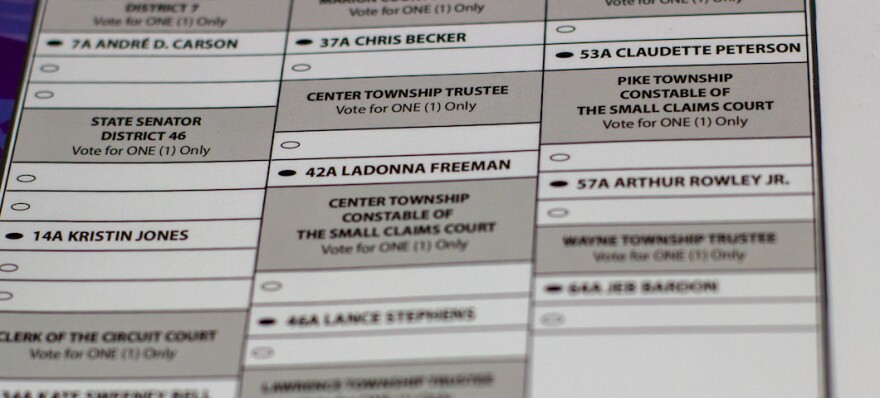 A sample ballot shows candidates the Marion County Democratic Party endorsed before the 2022 primary.
