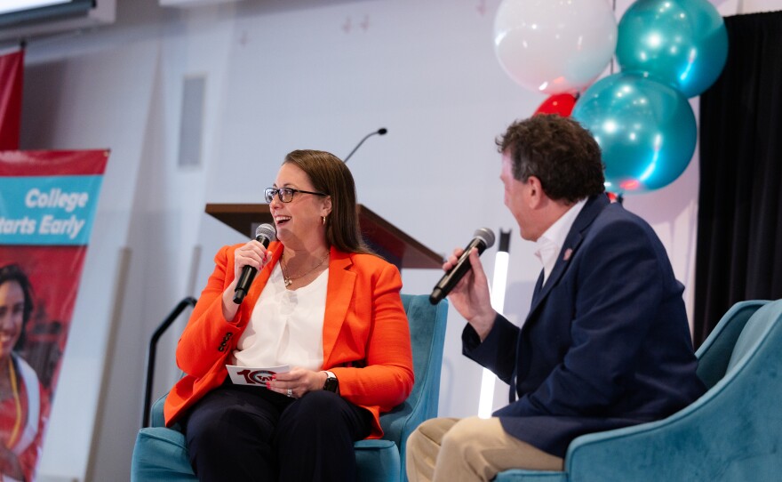 Although there wasn't a literal fire, the cozy chairs and conversation offered the feel of a fireside chat.