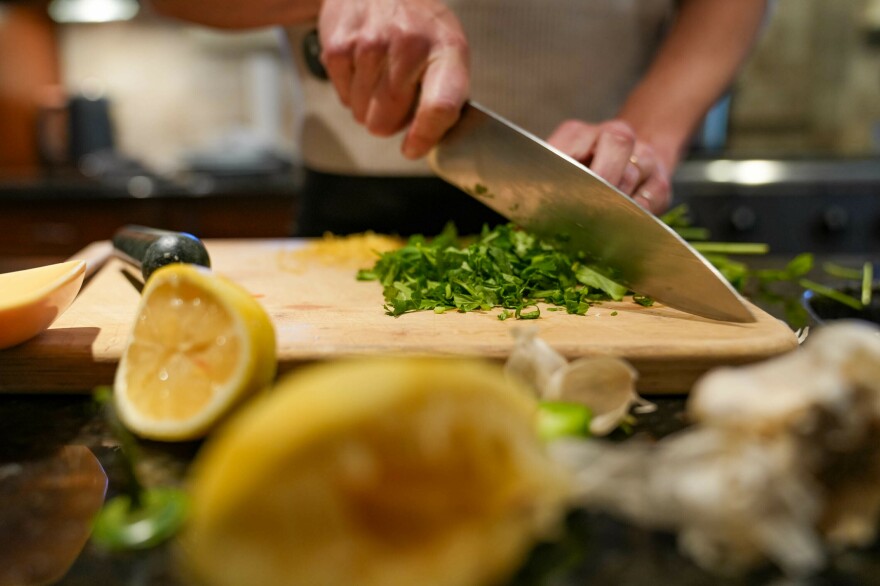 Adler relies heavily on garnishes such as cilantro, lemon zest, and garlic.