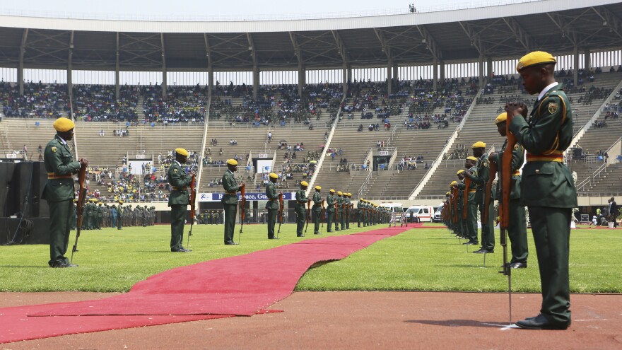At Mugabe's state funeral were military and police bands, and world leaders were brought in — including the presidents of Kenya, South Africa, Ethiopia, Angola and Mozambique.