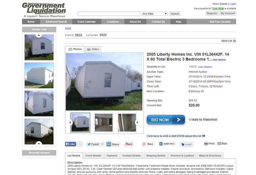 The Indiana National Guard's Camp Atterbury will auction off more than 200 surplus duplex mobile homes.