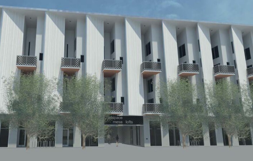 A rendering of Mesa Artspace Lofts, a mixed-use project being built downtown.