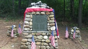 The monument to 16 soliders who died in a military plane crash in Peru, Massachusetts, on August 15, 1942.