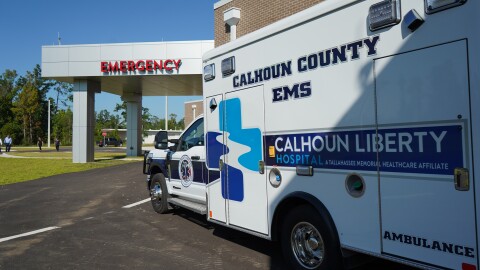The emergency entrance at Calhoun Liberty Hospital's new facility.