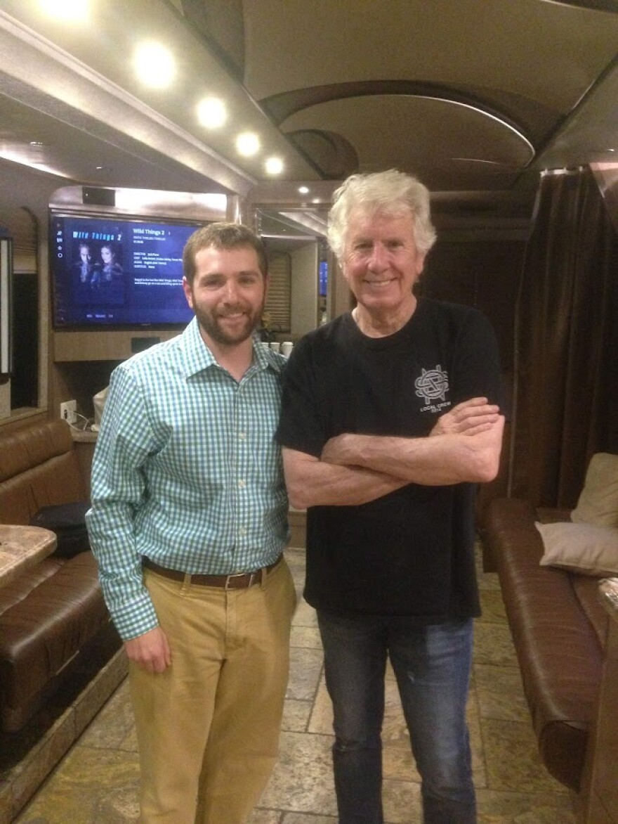 WAMC's Ian Pickus with Graham Nash in Woodstock in 2015.
