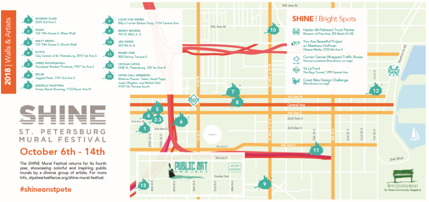 There will be new murals at thirteen locations around St. Petersburg.