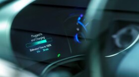 The Musser family’s hybrid vehicle, being charged at the home charging station, Dec. 1, 2022. The single-family home has been retrofitted to reduce the family’s carbon footprint, and is equipped with solar panels, hybrid heat pump hot water heater, high-efficiency appliances and lighting, an electric vehicle charging station and a whole-home battery storage system.